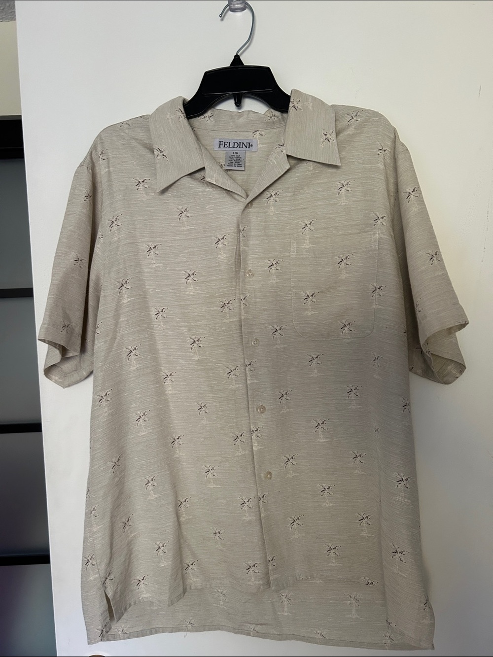 Feldini Men's Short-Sleeve Button-Down Shirt in Light Taupe